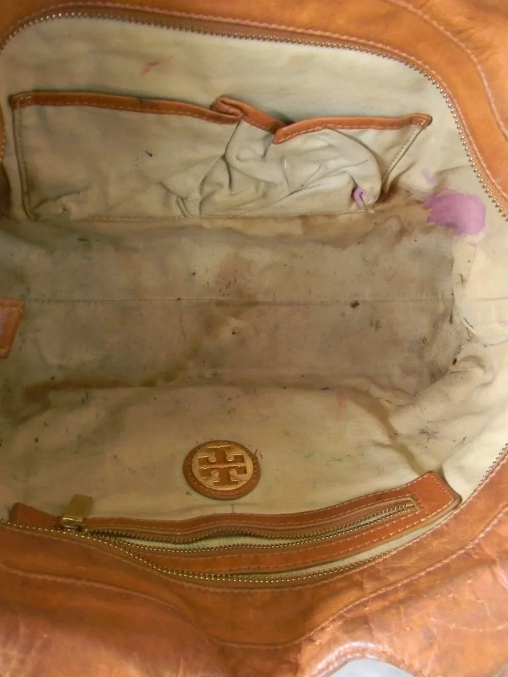 Tory Burch Bombe Leather Tote Bag Brown Logo Shoulder Bag